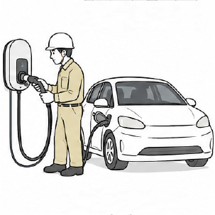 EV充電設備工事のイラスト